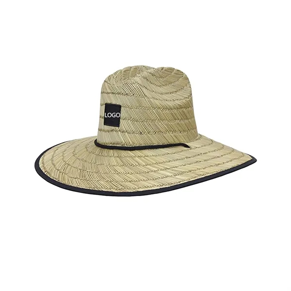 Straw Hat with Custom Embroidery Patch - Straw Hat with Custom Embroidery Patch - Image 3 of 10