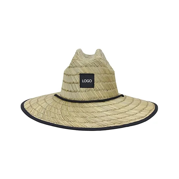 Straw Hat with Custom Embroidery Patch - Straw Hat with Custom Embroidery Patch - Image 4 of 10