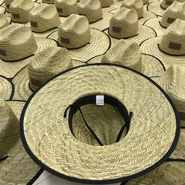 Straw Hat with Custom Embroidery Patch - Straw Hat with Custom Embroidery Patch - Image 7 of 10