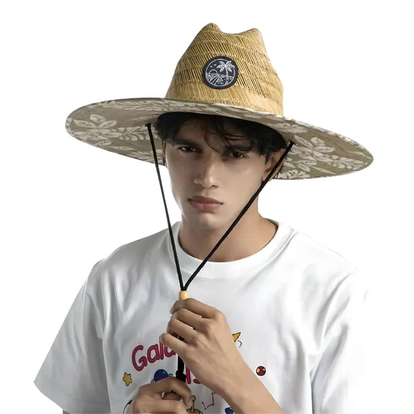 Straw Hat with Custom Embroidery Patch - Straw Hat with Custom Embroidery Patch - Image 8 of 10