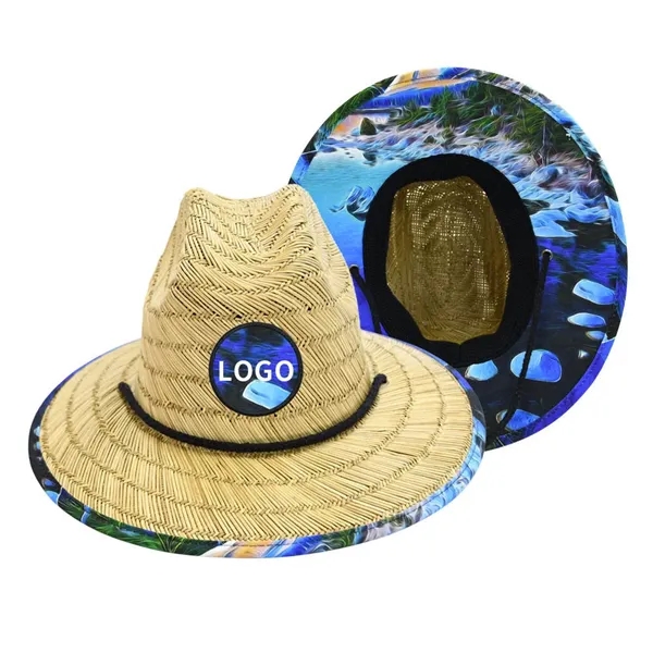 Straw Hat with Custom Embroidery Patch - Straw Hat with Custom Embroidery Patch - Image 0 of 10