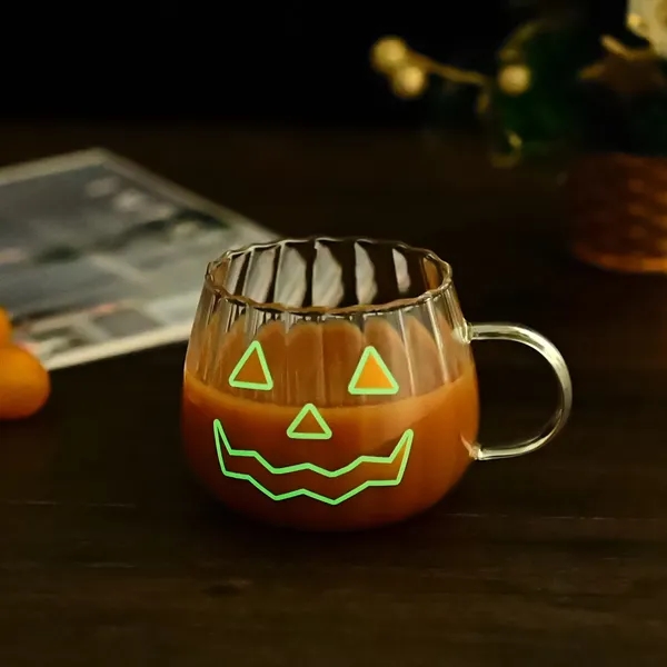 14oz Halloween Pumpkin Glass Glow In The Dark Cup - 14oz Halloween Pumpkin Glass Glow In The Dark Cup - Image 2 of 2