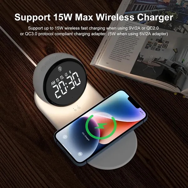 5 in 1 Digital Alarm Clock with Wireless Charger - 5 in 1 Digital Alarm Clock with Wireless Charger - Image 2 of 5