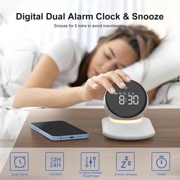 5 in 1 Digital Alarm Clock with Wireless Charger - 5 in 1 Digital Alarm Clock with Wireless Charger - Image 3 of 5