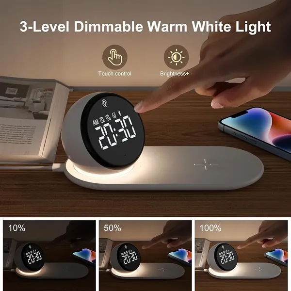 5 in 1 Digital Alarm Clock with Wireless Charger - 5 in 1 Digital Alarm Clock with Wireless Charger - Image 4 of 5