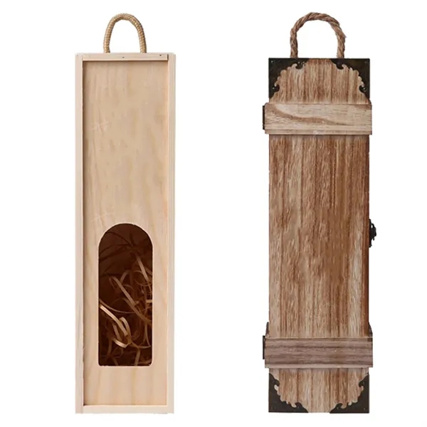 Wooden Wine Box With Handle - Wooden Wine Box With Handle - Image 3 of 3