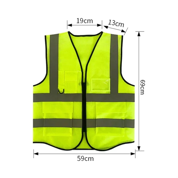 Mesh Hi-Viz Reflective Tape Safety Vest With 4 Pockets - Mesh Hi-Viz Reflective Tape Safety Vest With 4 Pockets - Image 1 of 3