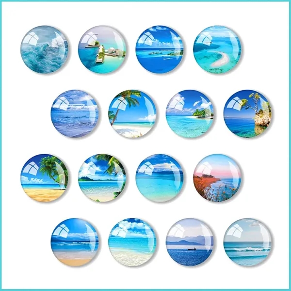 Oceanic Glass Fridge Stickers - Round Sea Water Wave Pattern - Oceanic Glass Fridge Stickers - Round Sea Water Wave Pattern - Image 0 of 2