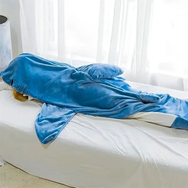 Adult Wearable Hoodie Onesie Shark Blanket - Adult Wearable Hoodie Onesie Shark Blanket - Image 3 of 4