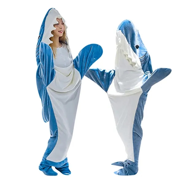 Adult Wearable Hoodie Onesie Shark Blanket - Adult Wearable Hoodie Onesie Shark Blanket - Image 4 of 4