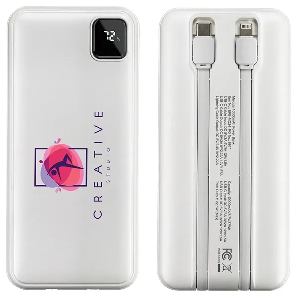 Marquis 10000mAh 20W PD Power Bank with Built-In Cables - Marquis 10000mAh 20W PD Power Bank with Built-In Cables - Image 2 of 2