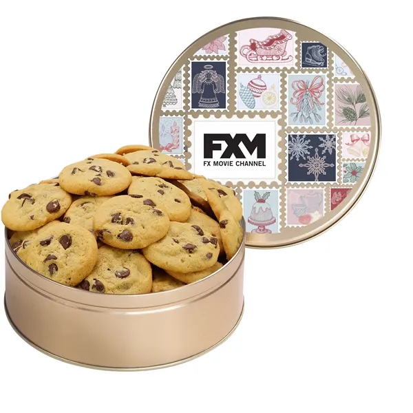 Gourmet Cookie Tin with 2 in. Cookies-Chocolate Chip Cookies - Gourmet Cookie Tin with 2 in. Cookies-Chocolate Chip Cookies - Image 0 of 5