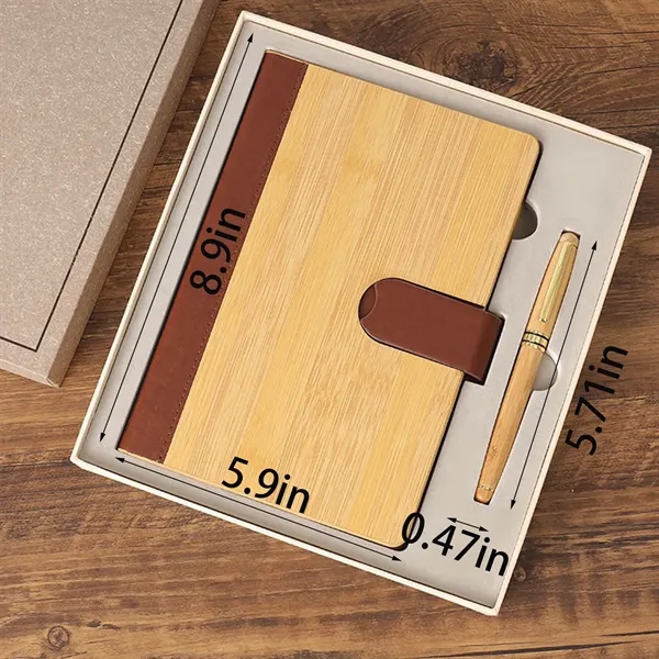 A6 Personalized Bamboo Journal & Pen Business Set - A6 Personalized Bamboo Journal & Pen Business Set - Image 1 of 4