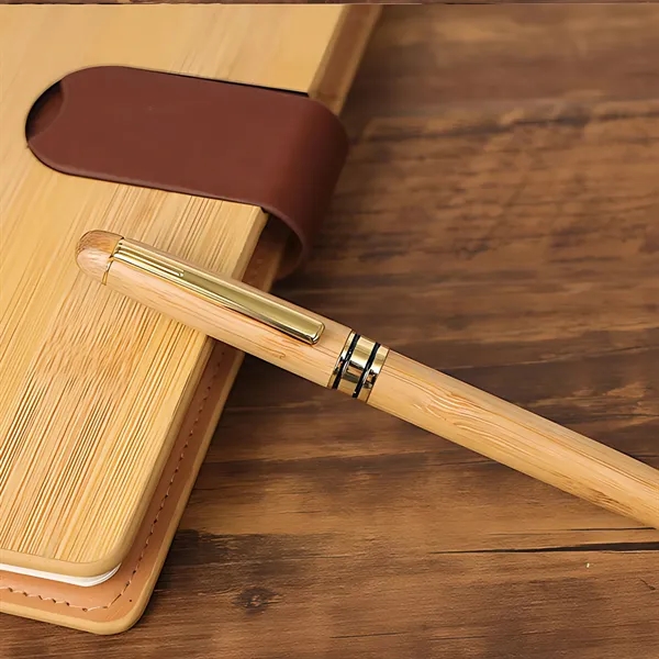 A6 Personalized Bamboo Journal & Pen Business Set - A6 Personalized Bamboo Journal & Pen Business Set - Image 2 of 4