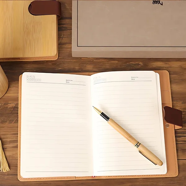 A6 Personalized Bamboo Journal & Pen Business Set - A6 Personalized Bamboo Journal & Pen Business Set - Image 3 of 4