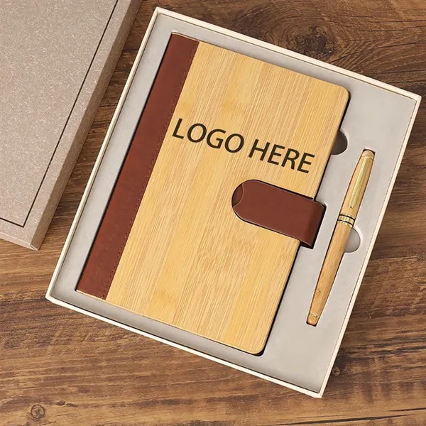 A6 Personalized Bamboo Journal & Pen Business Set - A6 Personalized Bamboo Journal & Pen Business Set - Image 0 of 4