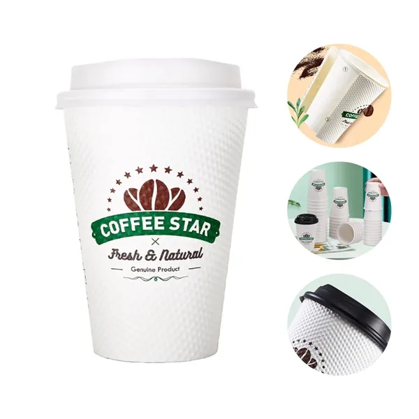 12oz Disposable Double Wall Paper Drinks Cup With Lids - 12oz Disposable Double Wall Paper Drinks Cup With Lids - Image 0 of 3