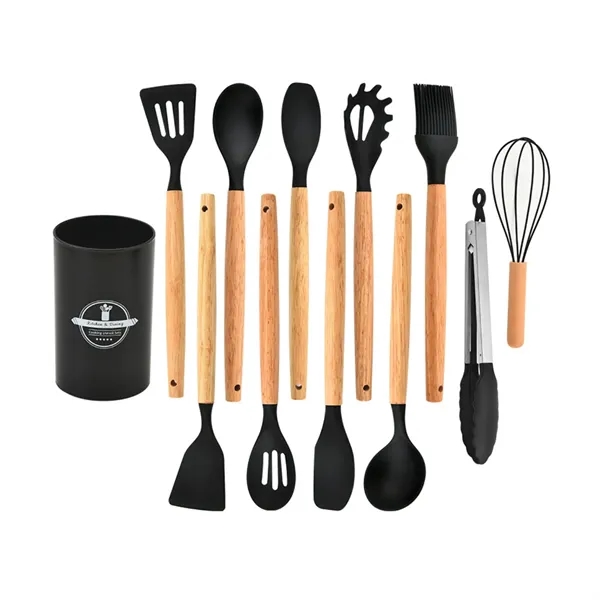 Non Stick Silicone Cooking Utensils Set with Holder - Non Stick Silicone Cooking Utensils Set with Holder - Image 1 of 7