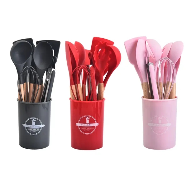 Non Stick Silicone Cooking Utensils Set with Holder - Non Stick Silicone Cooking Utensils Set with Holder - Image 6 of 7