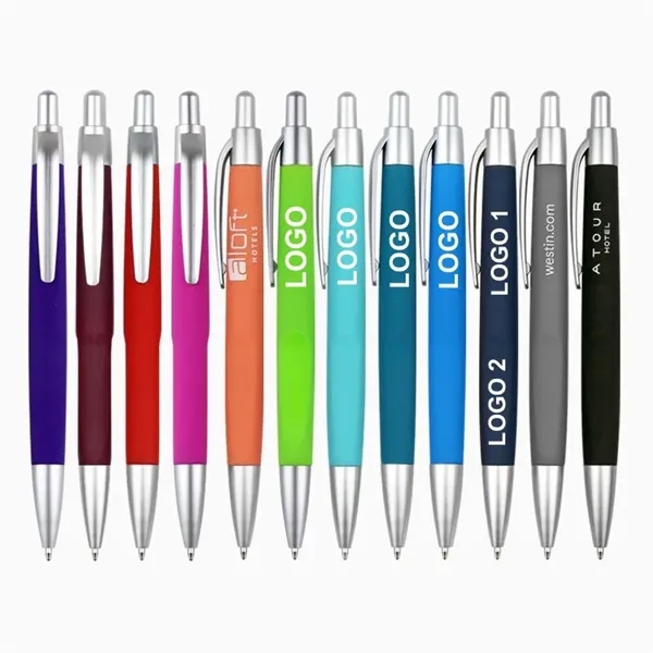 Colored Rubberized Sleek Ballpoint Pens - Colored Rubberized Sleek Ballpoint Pens - Image 0 of 7