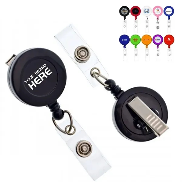 30" Cord Plastic Round Retractable Badge Reel - 30" Cord Plastic Round Retractable Badge Reel - Image 0 of 5