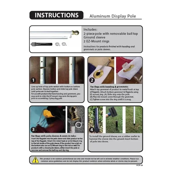 8' Silver Aluminum Display Pole - 8' Silver Aluminum Display Pole - Image 3 of 3