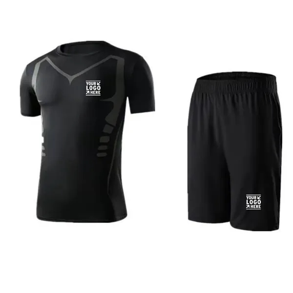 5Pcs Men's Compression Pants Shirt Jacket Athletic Sets - 5Pcs Men's Compression Pants Shirt Jacket Athletic Sets - Image 2 of 5