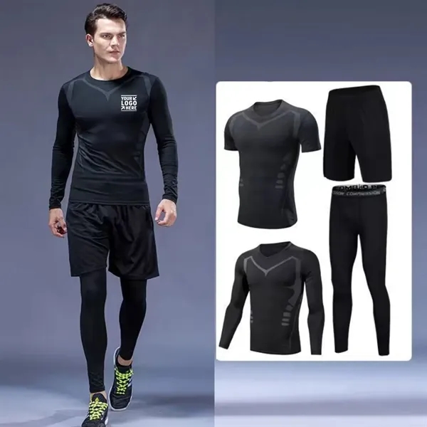 5Pcs Men's Compression Pants Shirt Jacket Athletic Sets - 5Pcs Men's Compression Pants Shirt Jacket Athletic Sets - Image 4 of 5