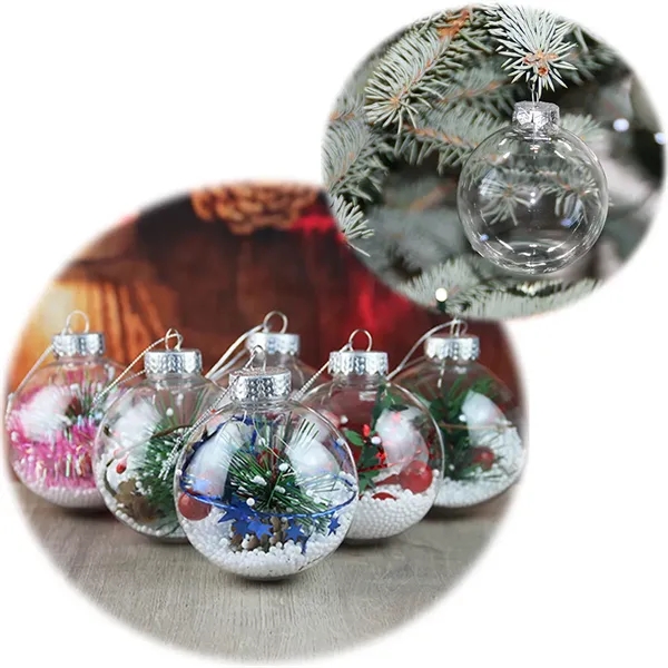 Custom Clear Christmas Tree Ornament Ball With Ribbo