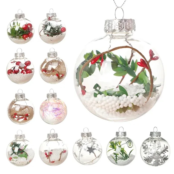 Custom Clear Christmas Tree Ornament Ball With Ribbo
