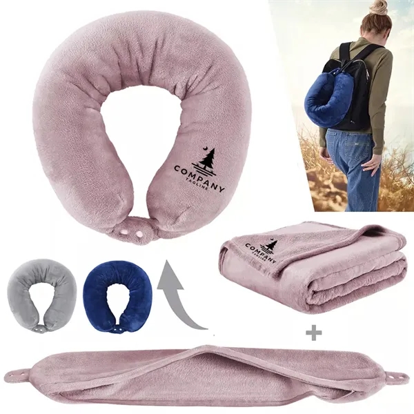 2 in 1 Travel Blanket with Neck Pillowcase - 2 in 1 Travel Blanket with Neck Pillowcase - Image 0 of 5