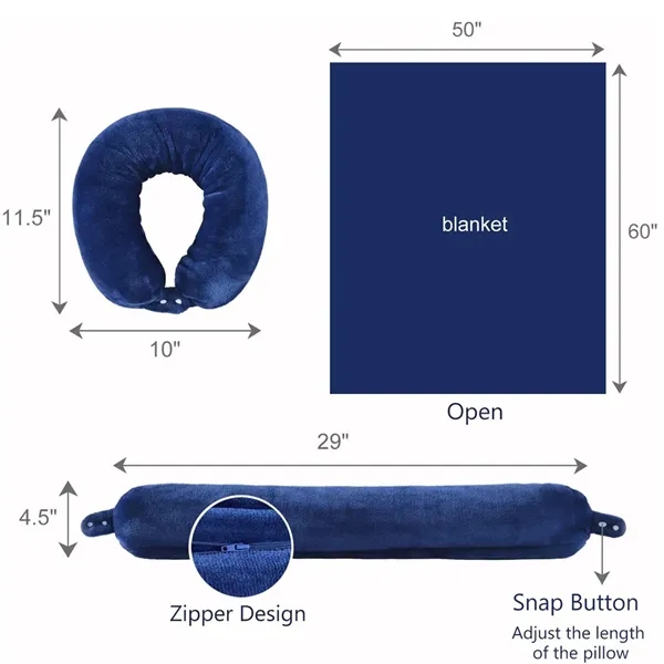 2 in 1 Travel Blanket with Neck Pillowcase - 2 in 1 Travel Blanket with Neck Pillowcase - Image 1 of 5