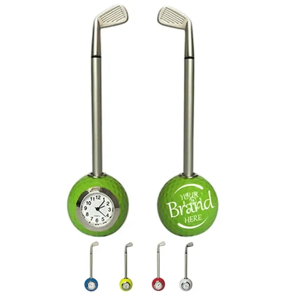 Golf Ball Pen Holder With Clock - Golf Ball Pen Holder With Clock - Image 0 of 6