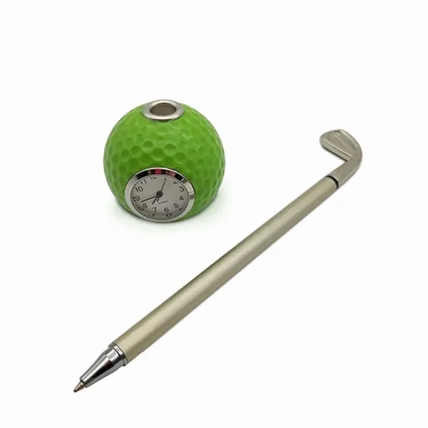 Golf Ball Pen Holder With Clock - Golf Ball Pen Holder With Clock - Image 1 of 6