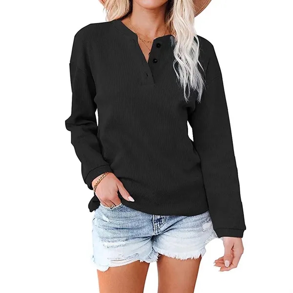 V-neck solid color long sleeve T-shirt - V-neck solid color long sleeve T-shirt - Image 5 of 7