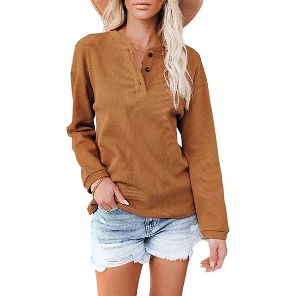 V-neck solid color long sleeve T-shirt - V-neck solid color long sleeve T-shirt - Image 7 of 7