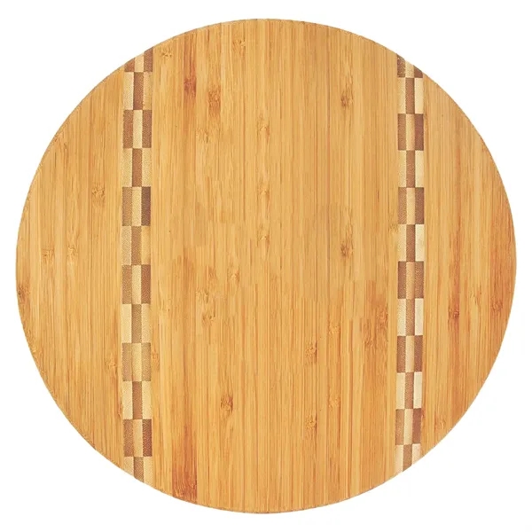 11 3/4" Round Bamboo Cutting Board with Butcher Block Inlay - 11 3/4" Round Bamboo Cutting Board with Butcher Block Inlay - Image 1 of 2