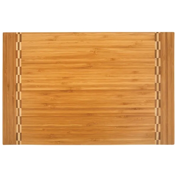 18 1/4" x 12" Bamboo Cutting Board w/ Butcher Block Inlay - 18 1/4" x 12" Bamboo Cutting Board w/ Butcher Block Inlay - Image 1 of 2