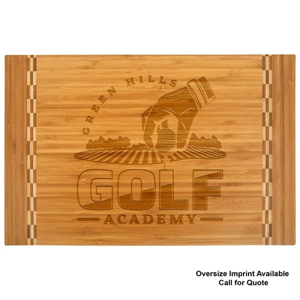 18 1/4" x 12" Bamboo Cutting Board w/ Butcher Block Inlay - 18 1/4" x 12" Bamboo Cutting Board w/ Butcher Block Inlay - Image 2 of 2