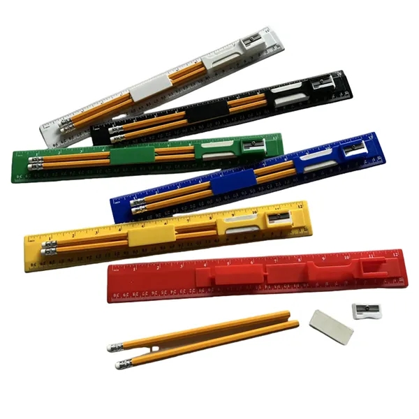4 in 1 Stationery Set With Pencil Eraser Ruler Sharpener - 4 in 1 Stationery Set With Pencil Eraser Ruler Sharpener - Image 2 of 4