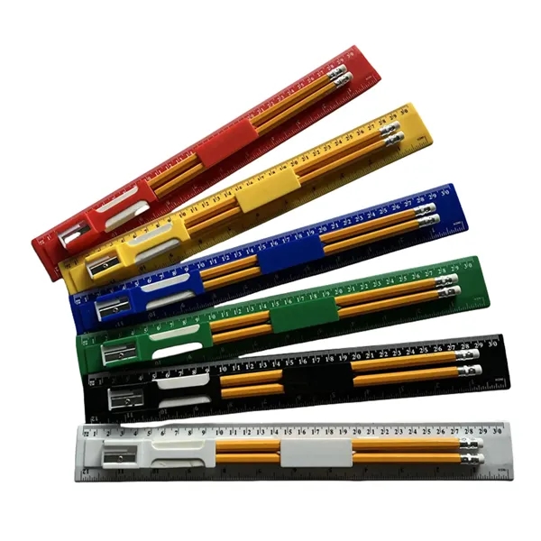 4 in 1 Stationery Set With Pencil Eraser Ruler Sharpener - 4 in 1 Stationery Set With Pencil Eraser Ruler Sharpener - Image 3 of 4