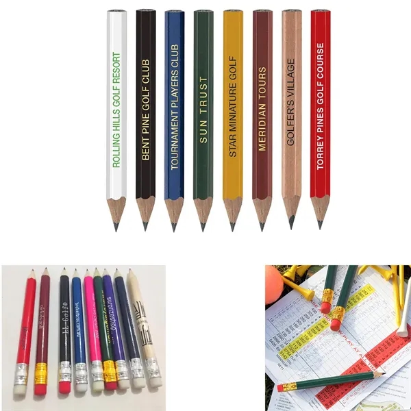 Golf Pencil with Eraser Hex & Round Shape - Golf Pencil with Eraser Hex & Round Shape - Image 1 of 3