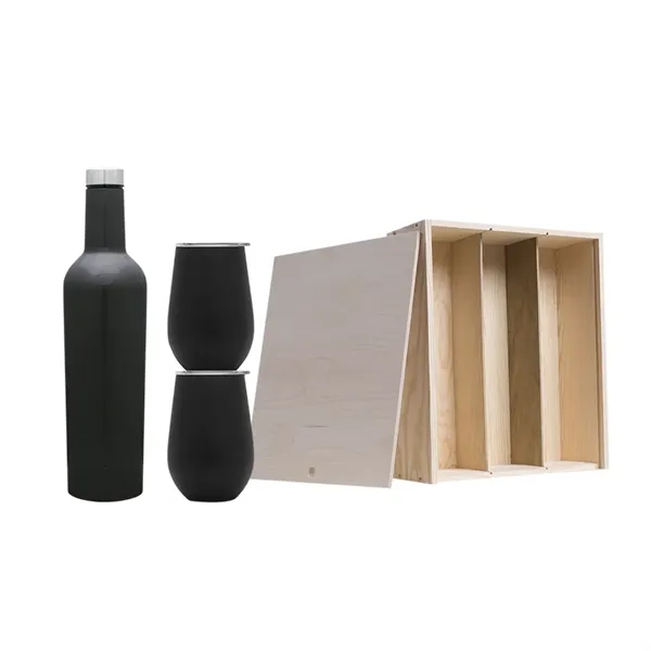 Wine Growler & Tumbler Set with Wooden Box and Bottle Slot - Wine Growler & Tumbler Set with Wooden Box and Bottle Slot - Image 2 of 3