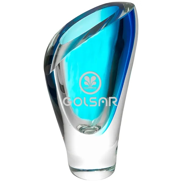Blue Lush Art Glass Vase Award - Blue Lush Art Glass Vase Award - Image 1 of 1