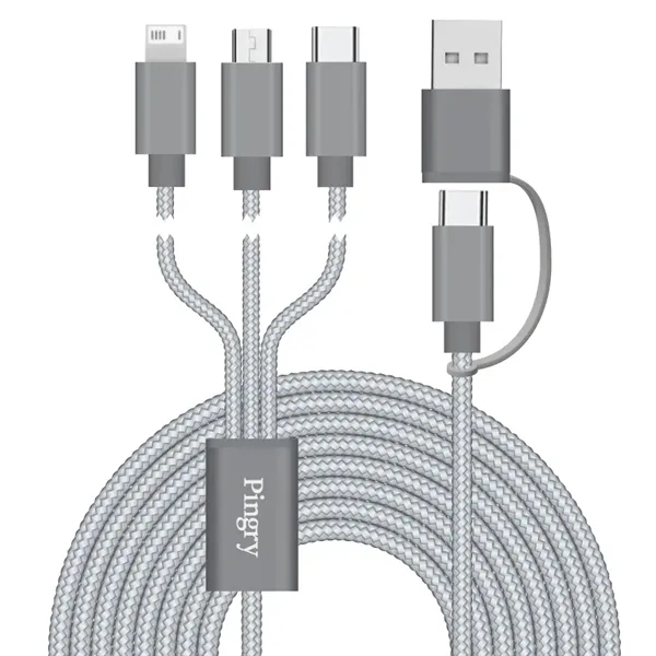 Connect Reach 5ft 3-in-1 Braided Charging Cable with Type-C - Connect Reach 5ft 3-in-1 Braided Charging Cable with Type-C - Image 1 of 5