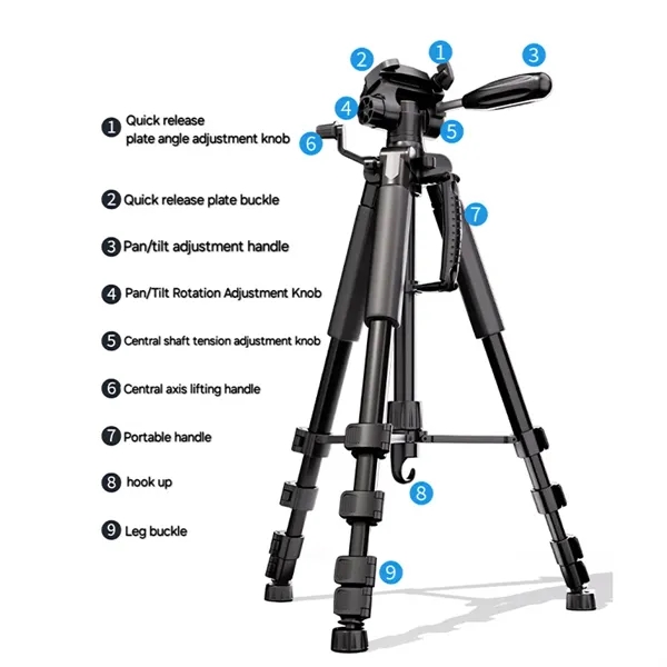 Camera and phone Tripod with Travel Bag and Mobile Holder - Camera and phone Tripod with Travel Bag and Mobile Holder - Image 3 of 7