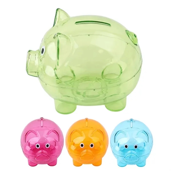 Plastic Cartoon Pig Coin Bank - Plastic Cartoon Pig Coin Bank - Image 0 of 3