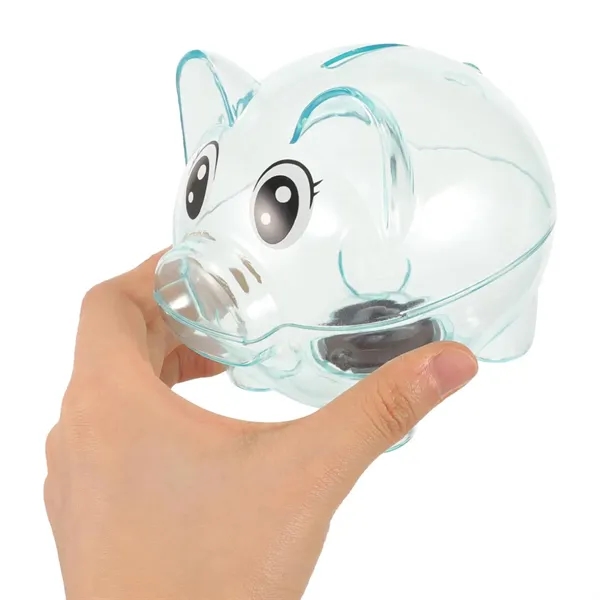 Plastic Cartoon Pig Coin Bank - Plastic Cartoon Pig Coin Bank - Image 3 of 3