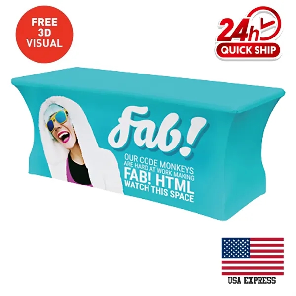 Premium Stretch Table Cover 4ft 3-Sided (Dye-Sublimated) - Premium Stretch Table Cover 4ft 3-Sided (Dye-Sublimated) - Image 0 of 5