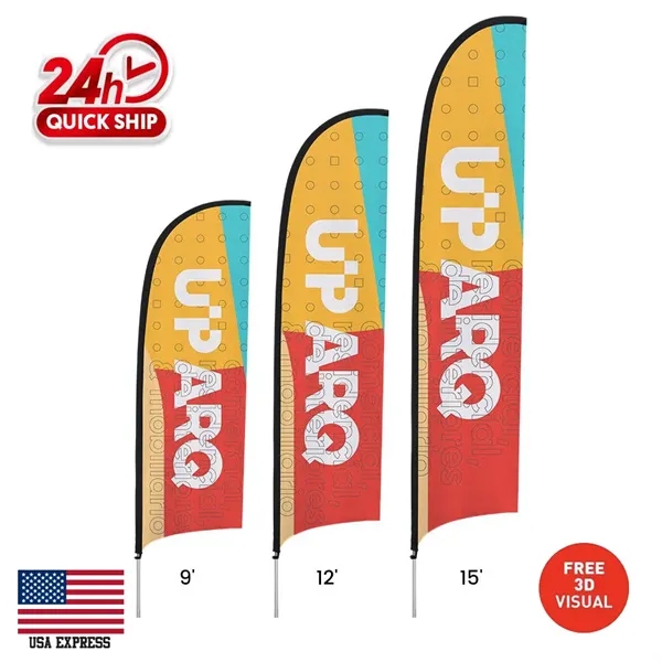 12' Double Side Feather Flag w/Pole, Ground Stake,Cross Base - 12' Double Side Feather Flag w/Pole, Ground Stake,Cross Base - Image 0 of 4